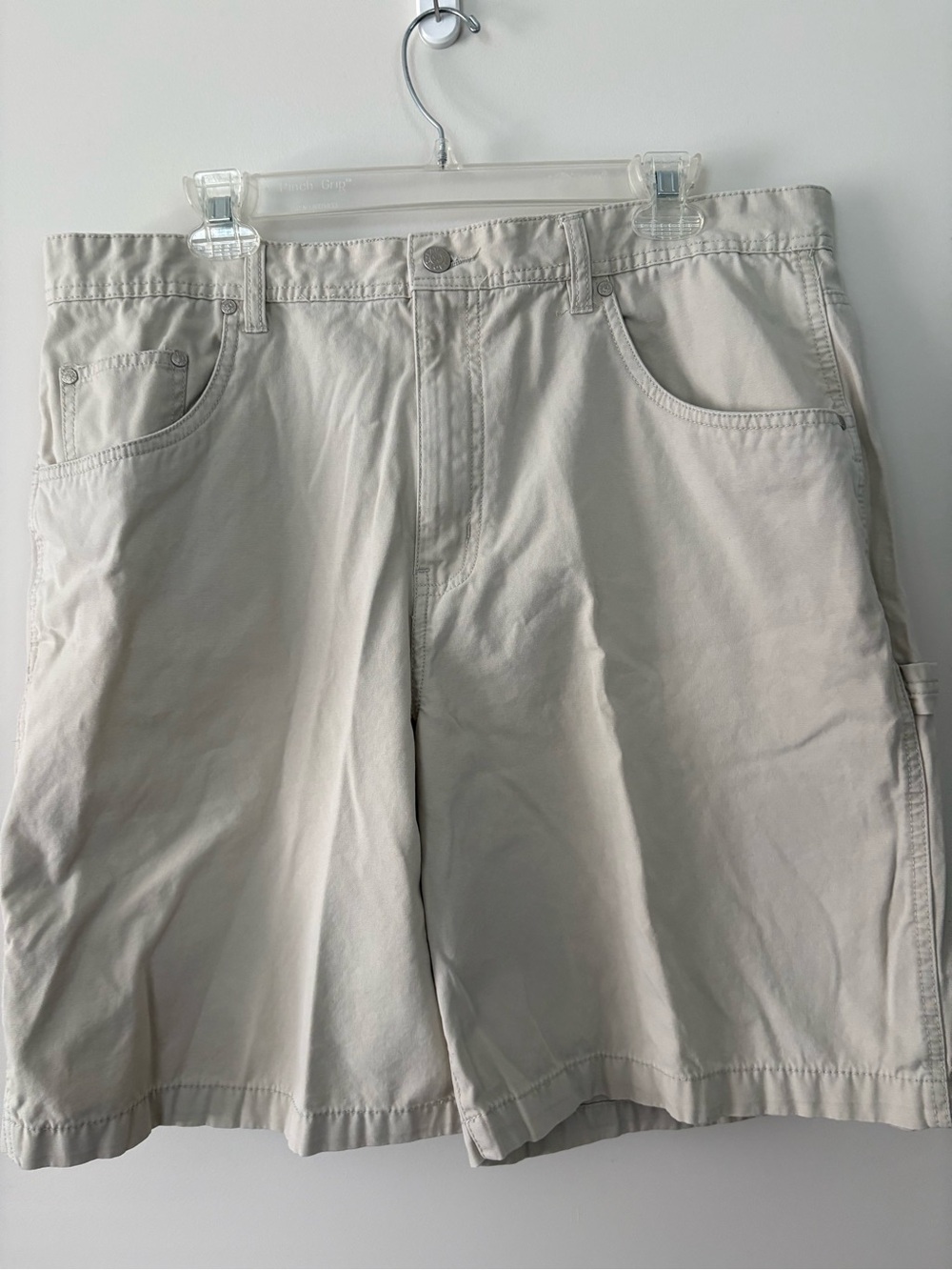 Vtg Faded Glory Carpenter Shorts Mens 38 Beige Khaki Baggy Grunge Skater Y2K